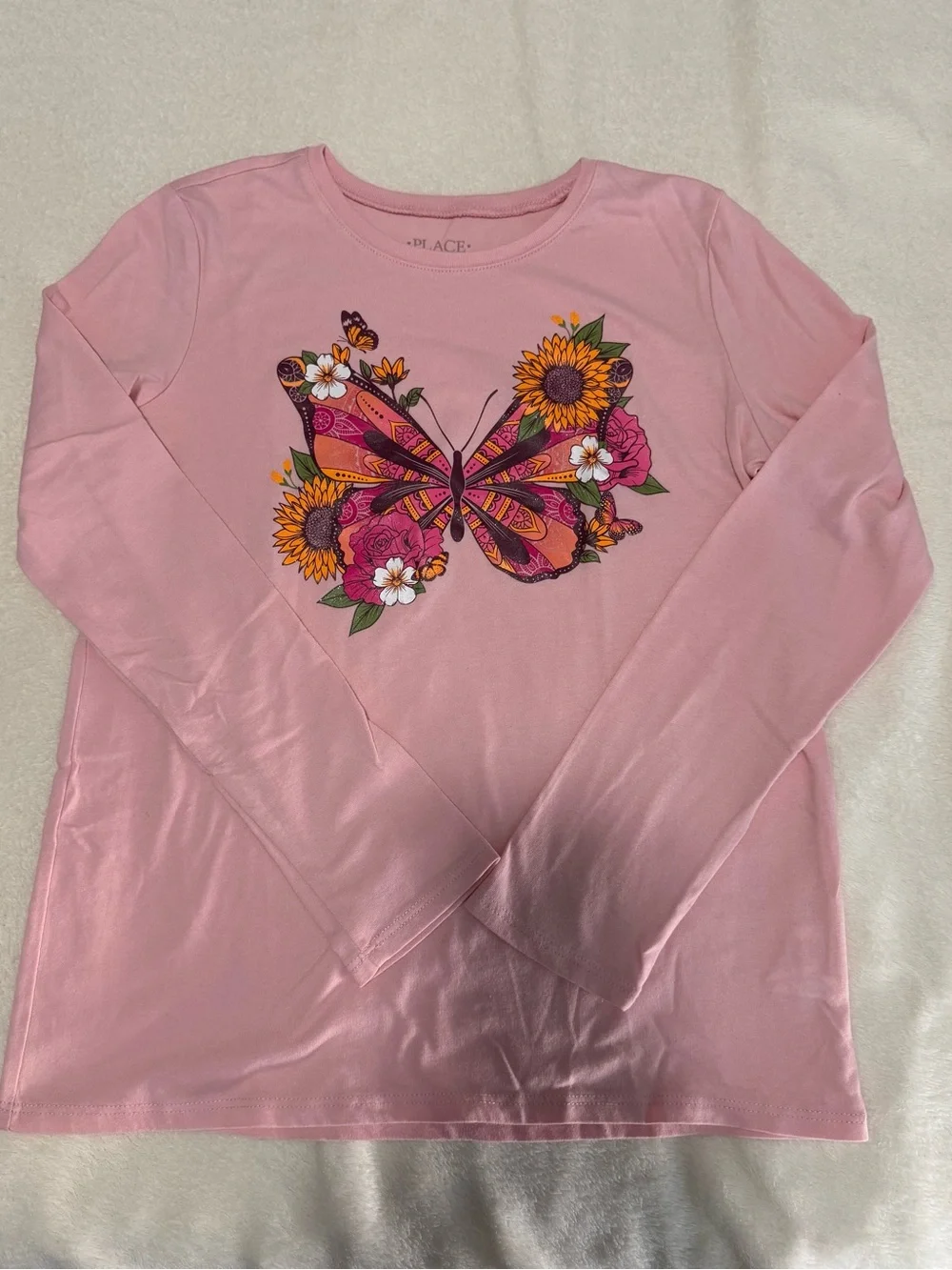 The Children's Place Pink Long-Sleeve Butterfly & Floral Tee
